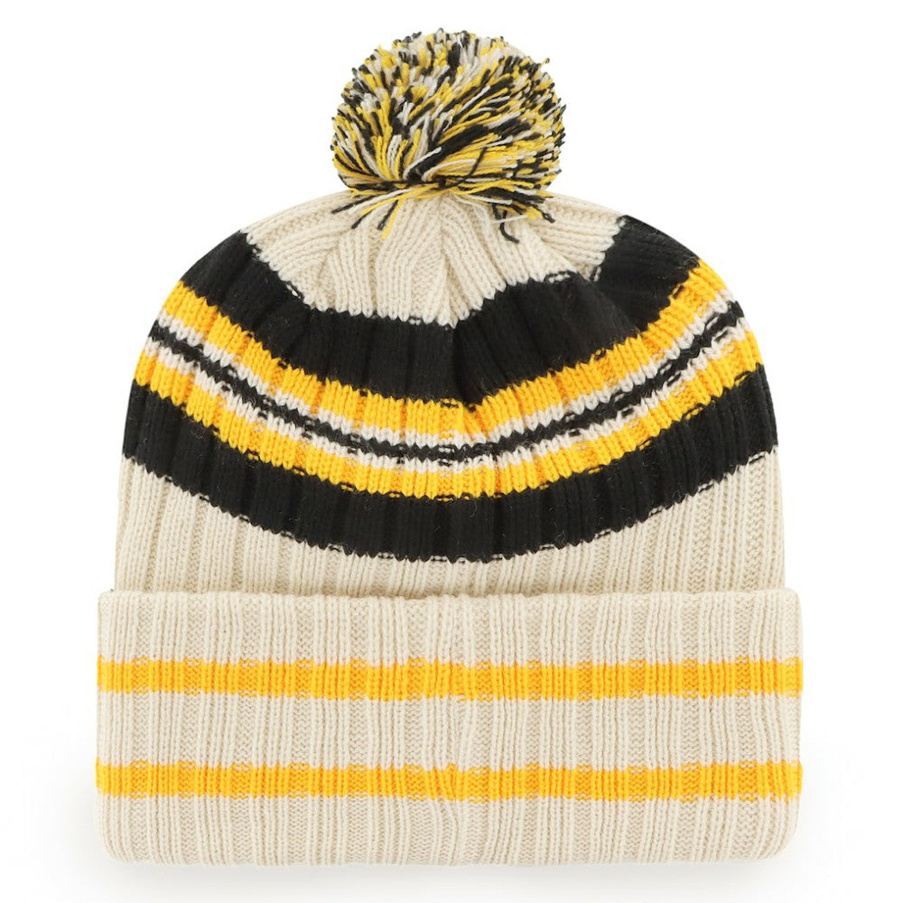 Pittsburgh Pirates Home Patch Cuffed Knit Hat with Pom - Natural | 47 brand
