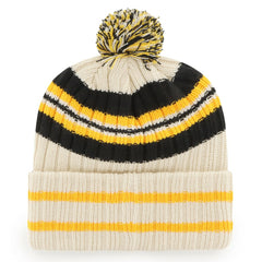 Pittsburgh Pirates Home Patch Cuffed Knit Hat with Pom - Natural | 47 brand