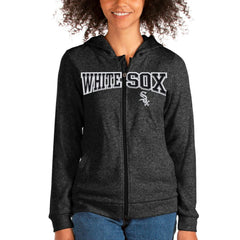 Chicago White Sox Antigua Women's Wordmark Absolute Full-Zip Hoodie - Heathered Black