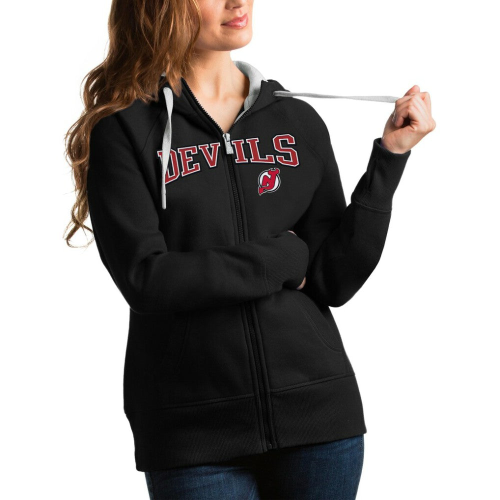 New Jersey Devils Antigua Women's Wordmark Victory Full-Zip Hoodie