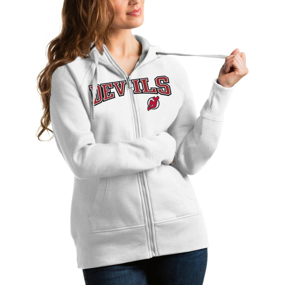 New Jersey Devils Antigua Women's Wordmark Victory Full-Zip Hoodie