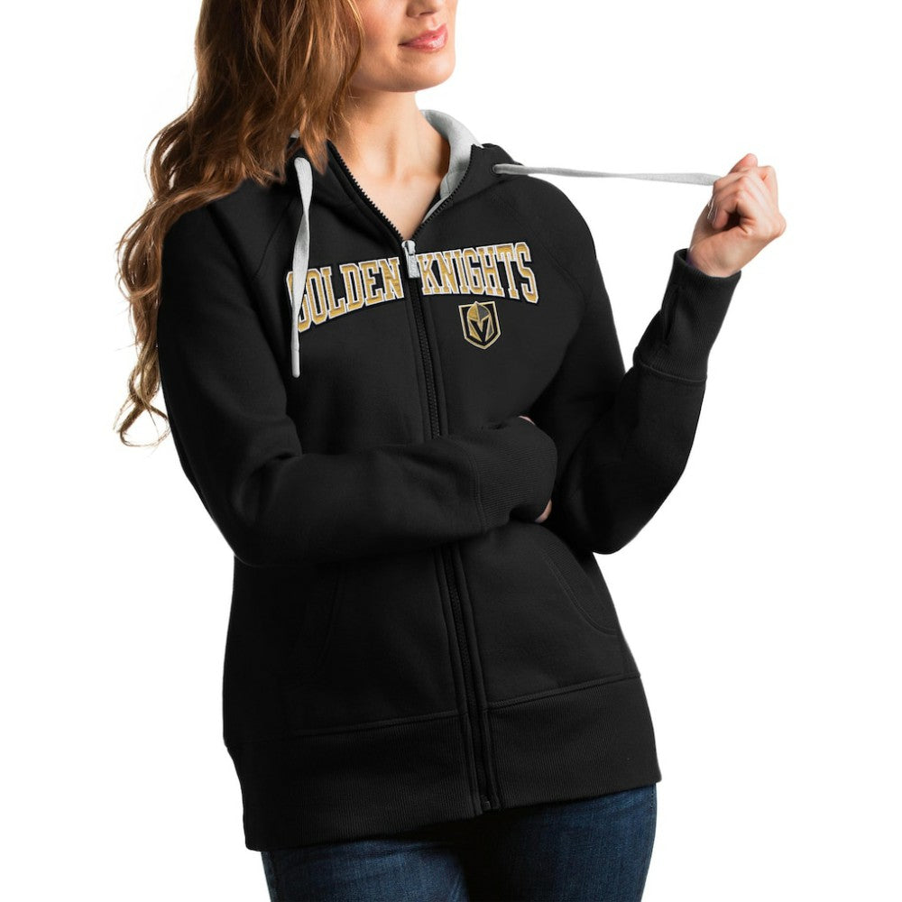 Vegas Golden Knights Antigua Women's Wordmark Victory Full-Zip Hoodie