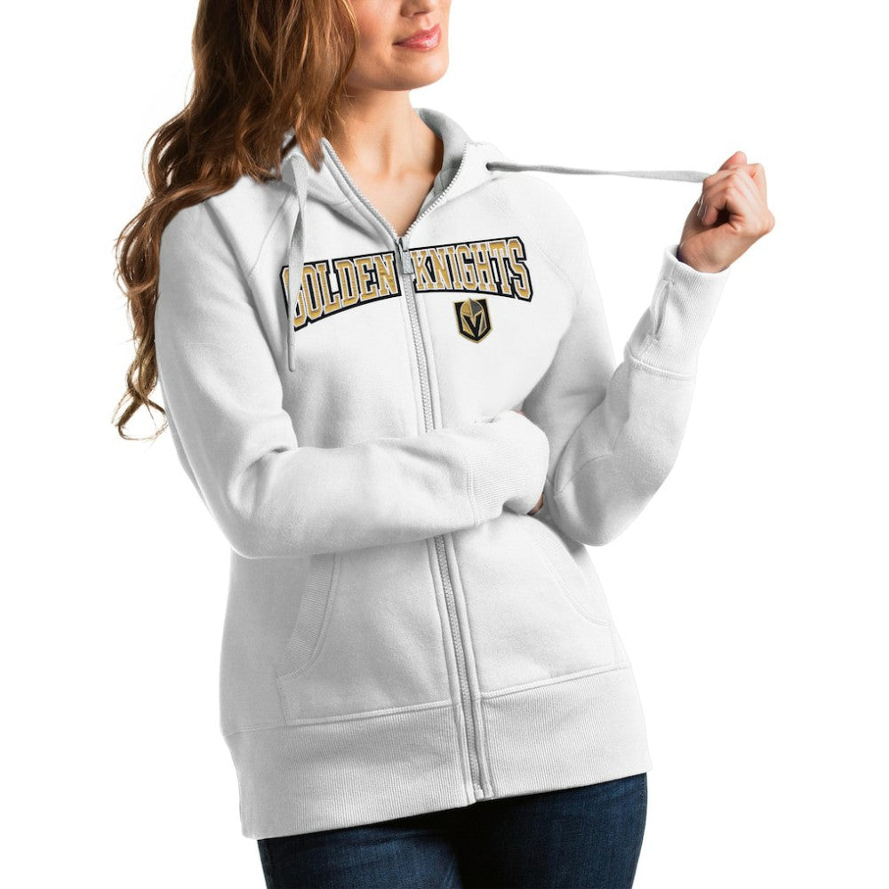 Vegas Golden Knights Antigua Women's Wordmark Victory Full-Zip Hoodie