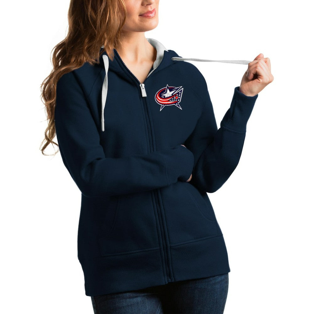 Columbus Blue Jackets Antigua Women's Team Victory Full-Zip Hoodie