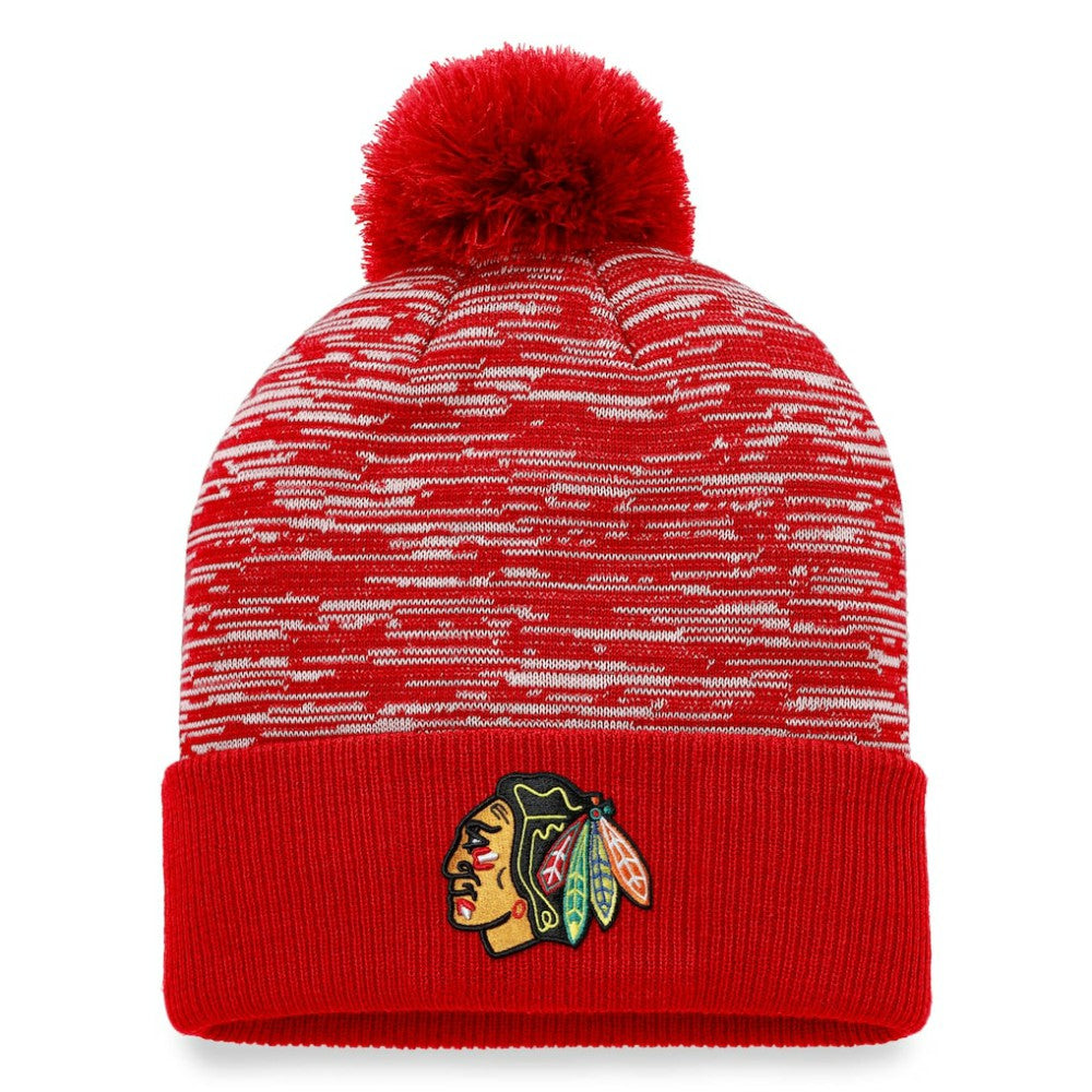 Chicago Blackhawks Fanatics Defender Cuffed Knit Hat with Pom