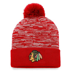Chicago Blackhawks Fanatics Defender Cuffed Knit Hat with Pom