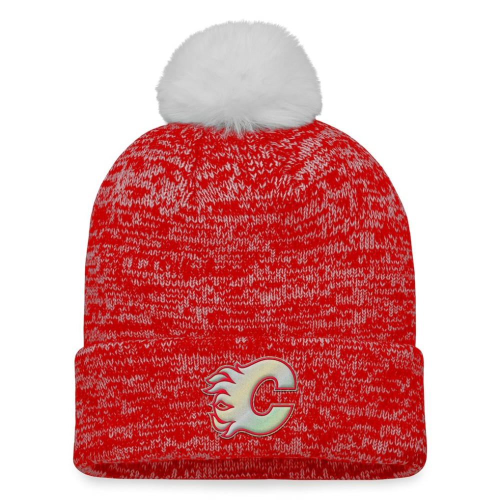 Calgary Flames Fanatics Women's Glimmer Cuffed Knit Hat with Pom