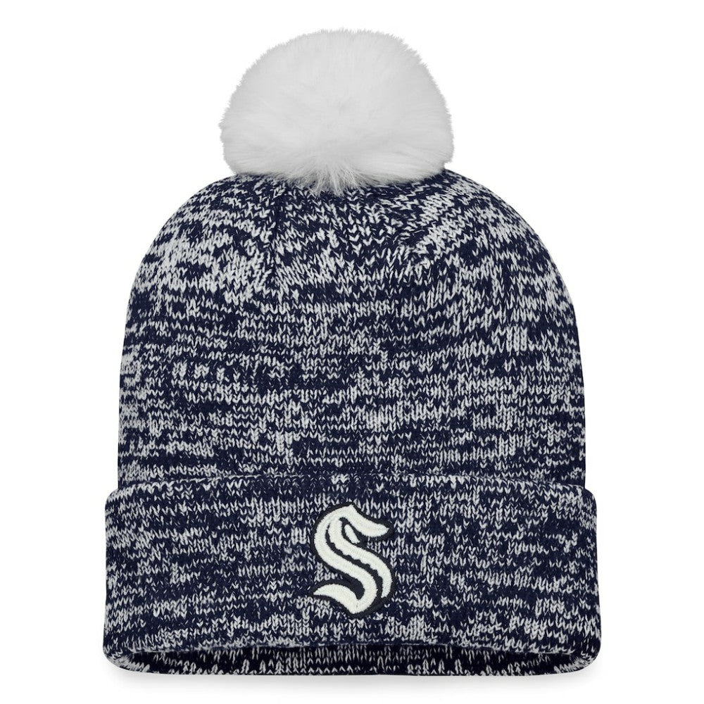 Seattle Kraken Fanatics Women's Glimmer Cuffed Knit Hat with Pom