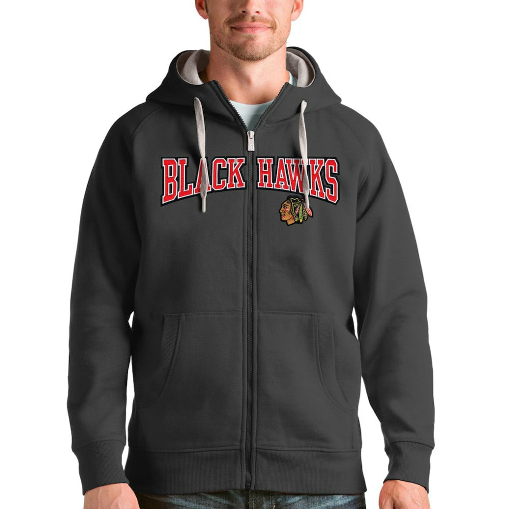 Chicago Blackhawks Antigua Wordmark Victory Full-Zip Hoodie