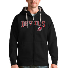 New Jersey Devils Antigua Wordmark Victory Full-Zip Hoodie