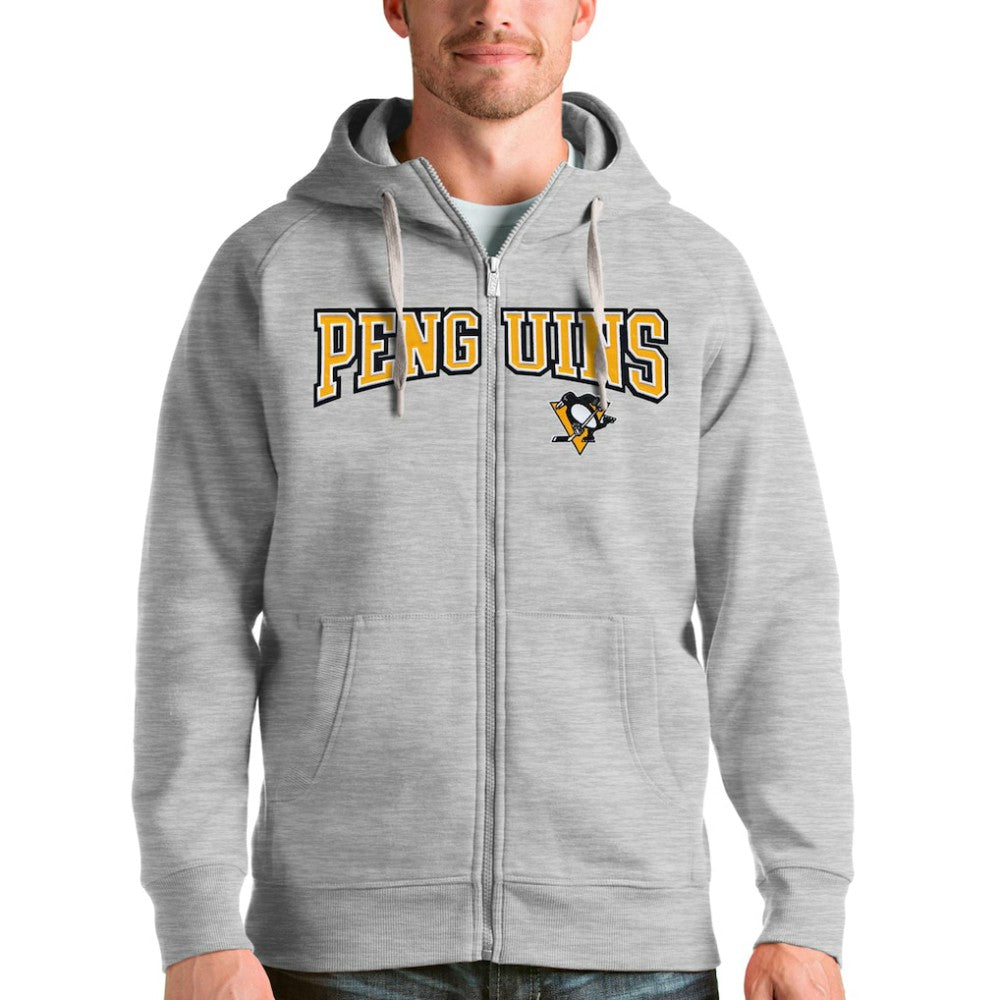 Pittsburgh Penguins Antigua Wordmark Victory Full-Zip Hoodie
