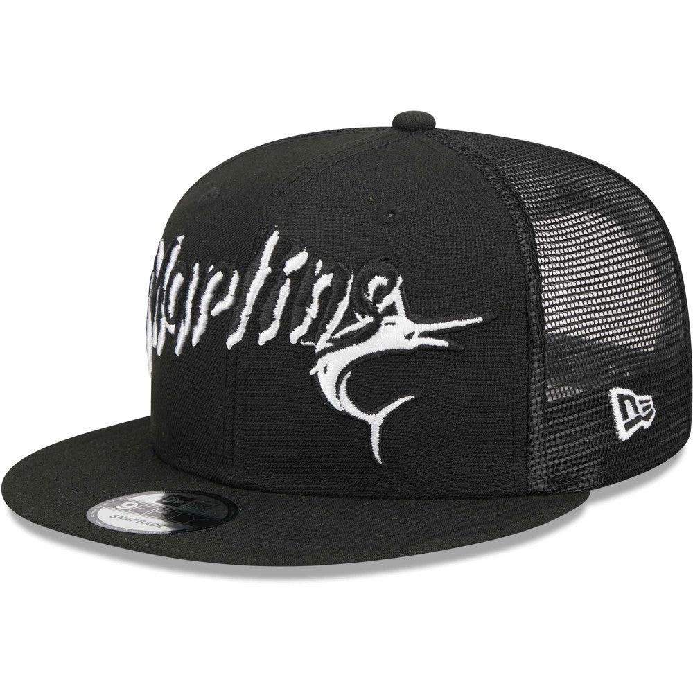Miami Marlins Street Trucker 9FIFTY Snapback Hat - Black | New Era
