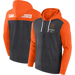 San Francisco Giants Blown Away Full-Zip Hoodie - Heathered Charcoal/Heathered Orange