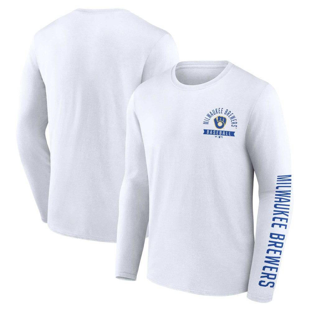 Milwaukee Brewers Pressbox Long Sleeve T-Shirt - White