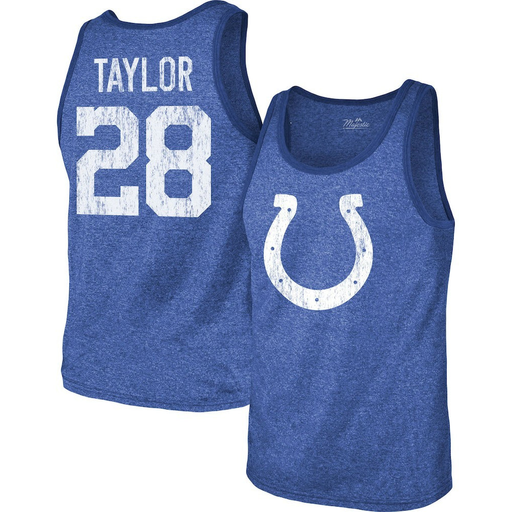 NFL Indianapolis Colts Jonathan Taylor  Majestic Threads Player Name & Number Tri-Blend Tank Top