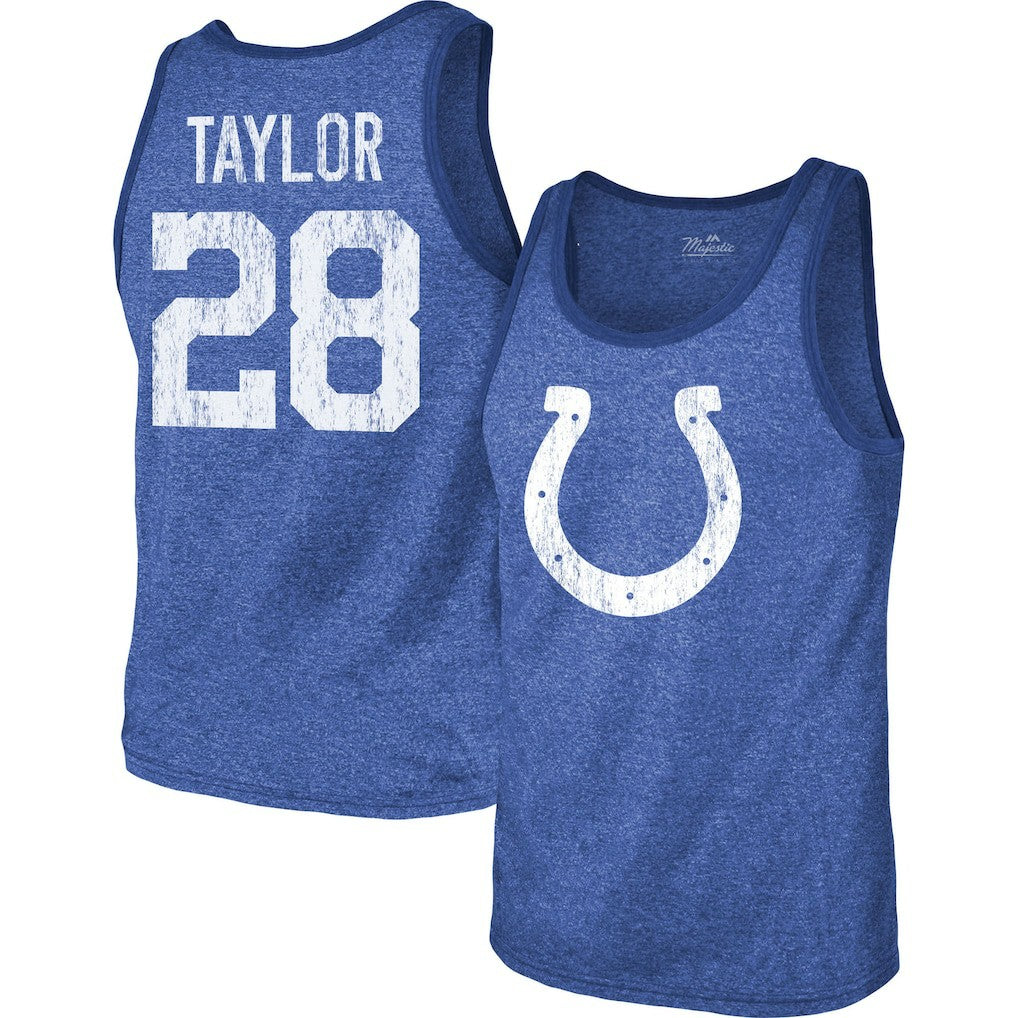 NFL Indianapolis Colts Jonathan Taylor  Majestic Threads Player Name & Number Tri-Blend Tank Top