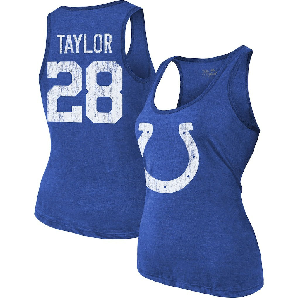 NFL Indianapolis Colts Jonathan Taylor  Majestic Threads Women's Player Name & Number Tri-Blend Tank Top