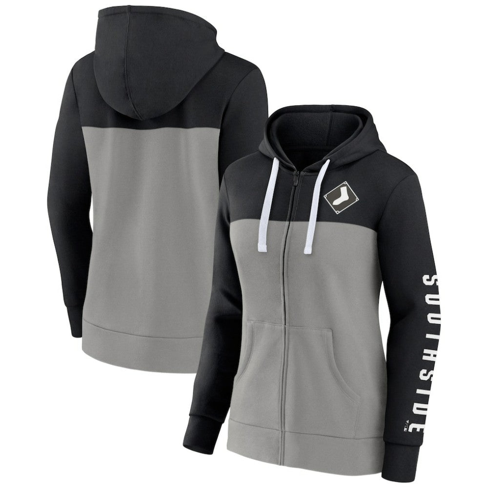 Chicago White Sox Women's Take The Field Colorblocked Hoodie Full-Zip Jacket - Black/Gray
