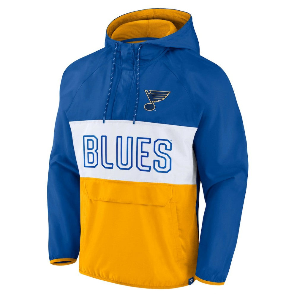 St. Louis Blues Fanatics Backhand Shooter Defender Anorak Raglan Hoodie Quarter-Zip Jacket