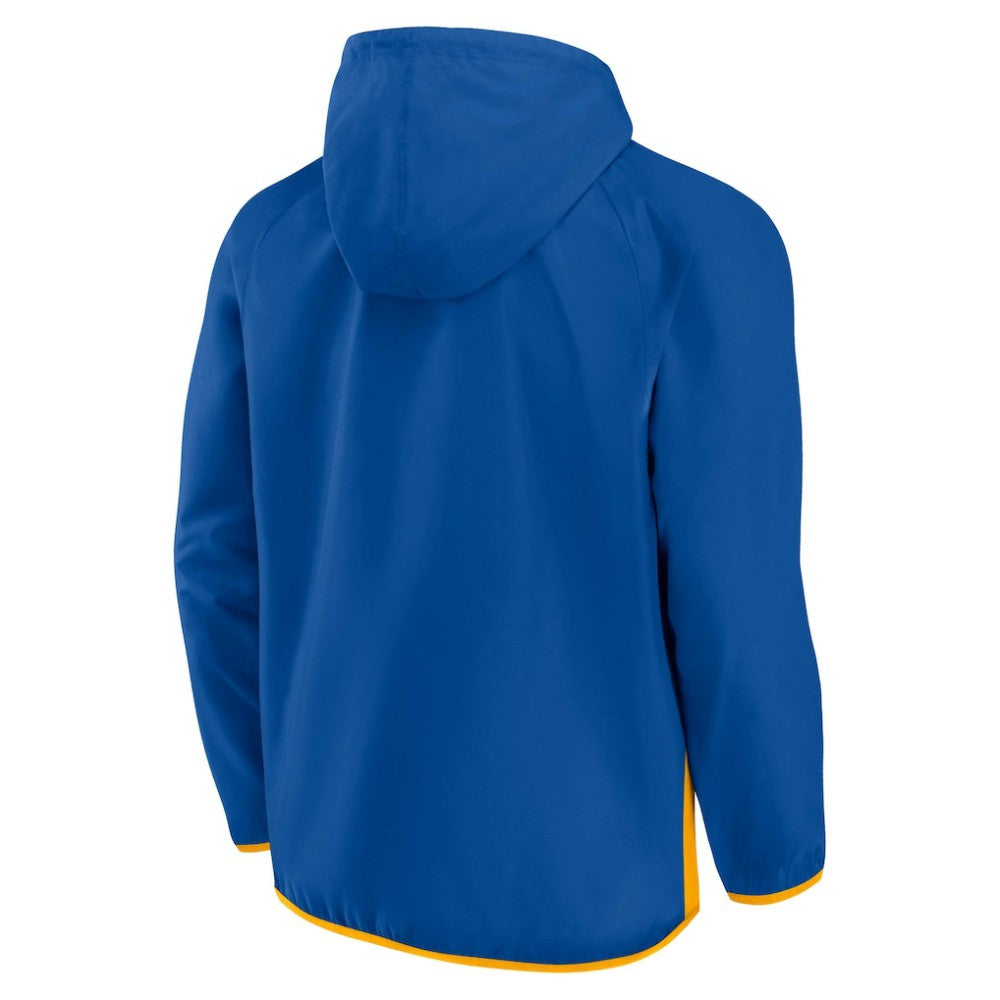 St. Louis Blues Fanatics Backhand Shooter Defender Anorak Raglan Hoodie Quarter-Zip Jacket