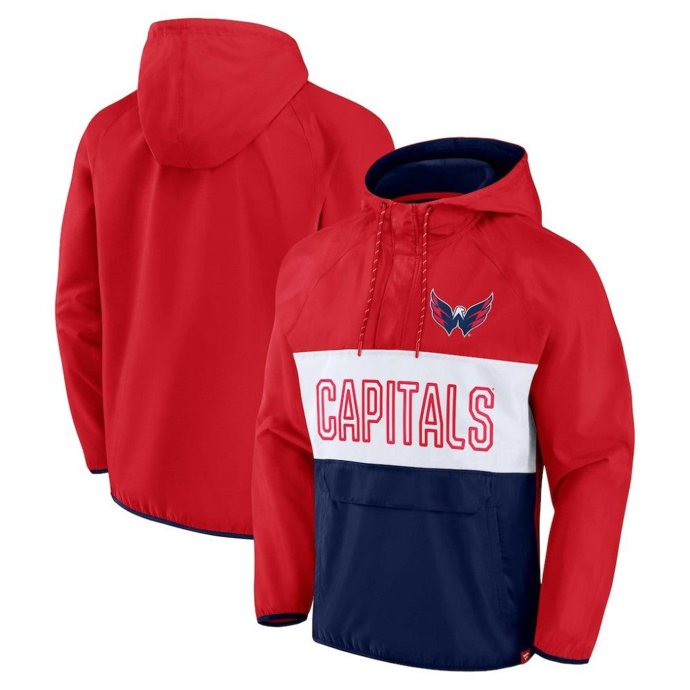Washington Capitals Fanatics Backhand Shooter Defender Anorak Raglan Hoodie Quarter-Zip Jacket