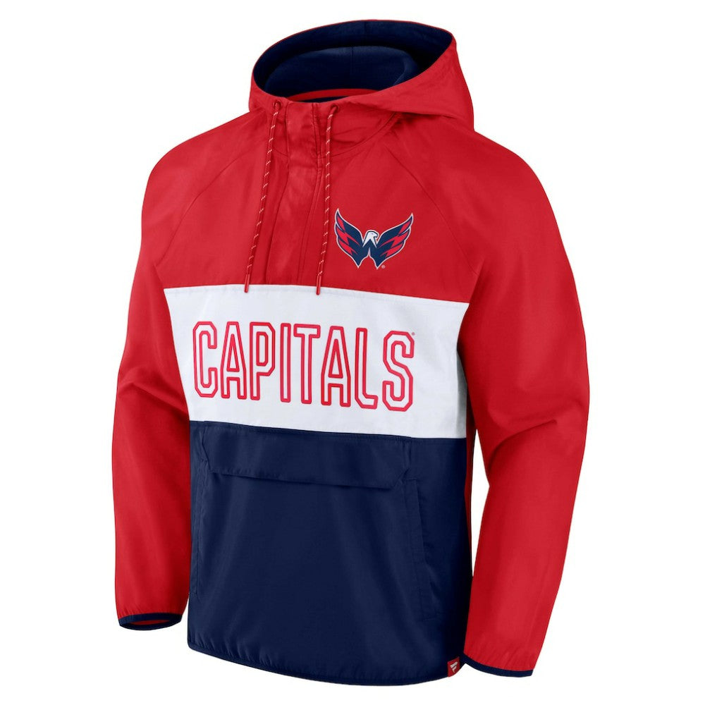 Washington Capitals Fanatics Backhand Shooter Defender Anorak Raglan Hoodie Quarter-Zip Jacket