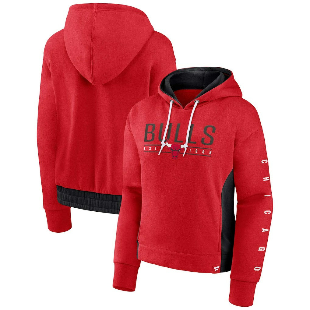 Chicago Bulls Women's Iconic Halftime Colorblock Pullover Hoodie - Red | Fanatics online
