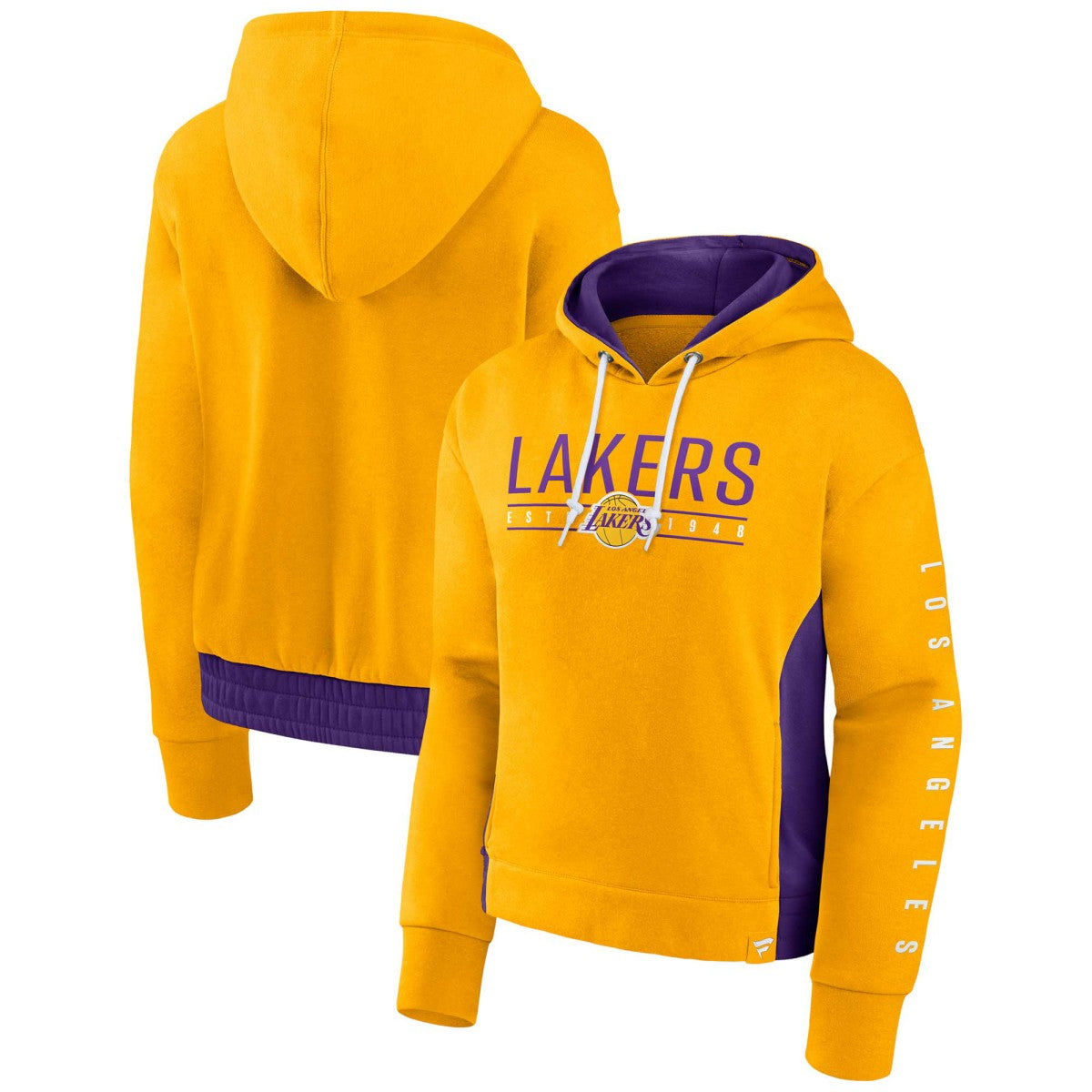 Los Angeles Lakers Women's Iconic Halftime Colorblock Pullover Hoodie - Gold | Fanatics outlet