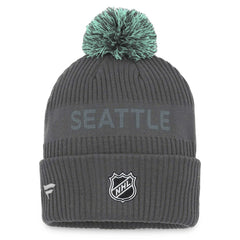 Seattle Kraken Fanatics Authentic Pro Home Ice Cuffed Knit Hat with Pom