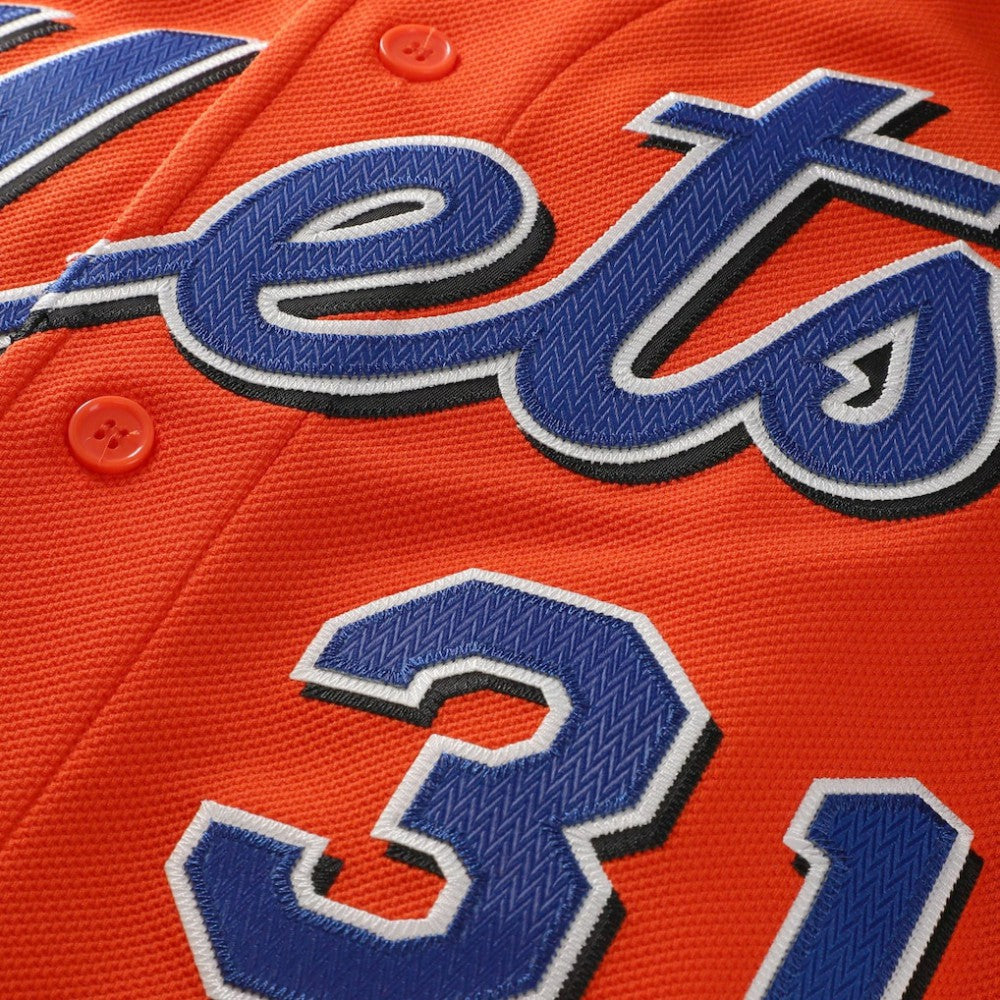 Mike Piazza New York Mets Cooperstown Collection Mesh Batting Practice Button-Up Jersey - Orange | Mitchell & Ness