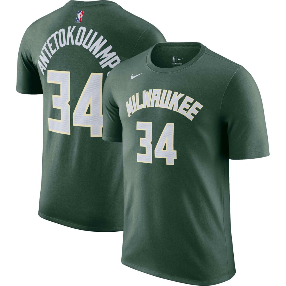 Giannis Antetokounmpo Milwaukee Bucks Icon 2022/23 Name & Number T-Shirt - Hunter Green | Nike outlet