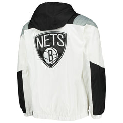 Brooklyn Nets Starter Striker Crinkle Half-Zip Hoodie Jacket - White shop