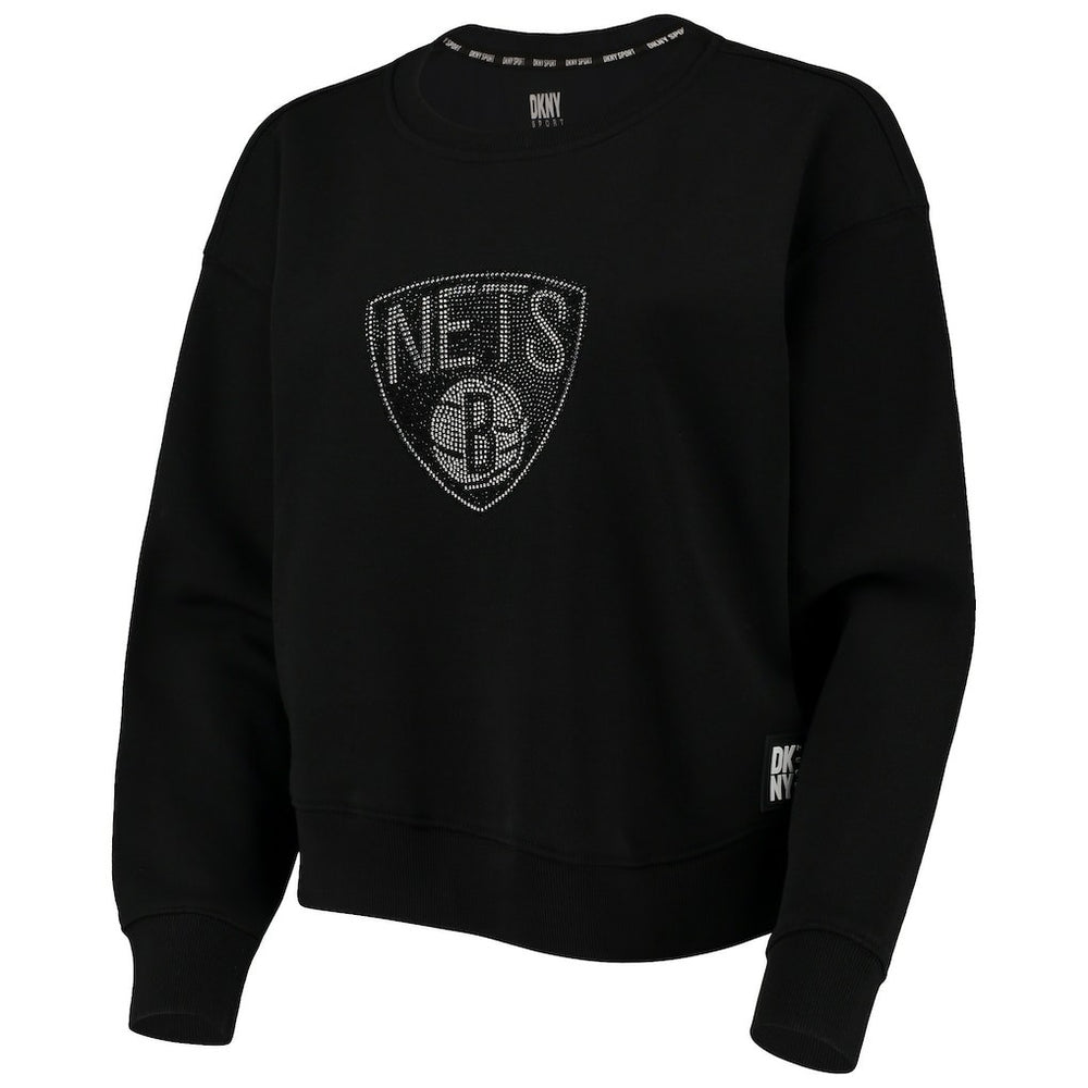 Brooklyn Nets DKNY Sport Women's Carrie Rhinestone Pullover Sweatshirt - Black outlet
