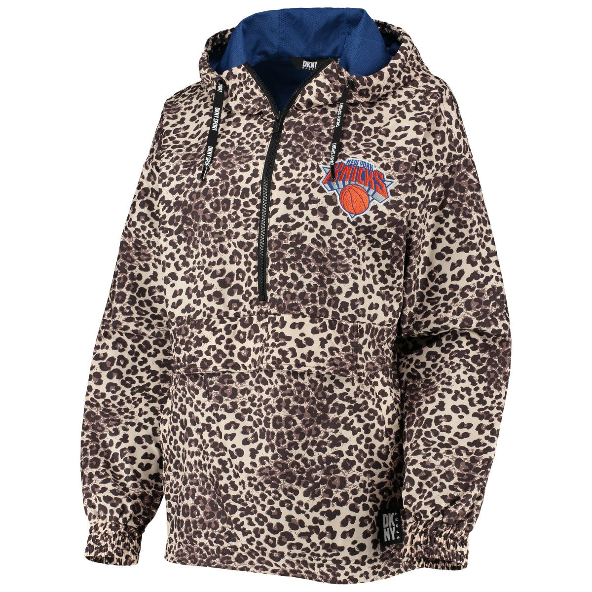 New York Knicks DKNY Sport Women's Gabriella Windbreaker Half-Zip Hoodie - Leopard sale