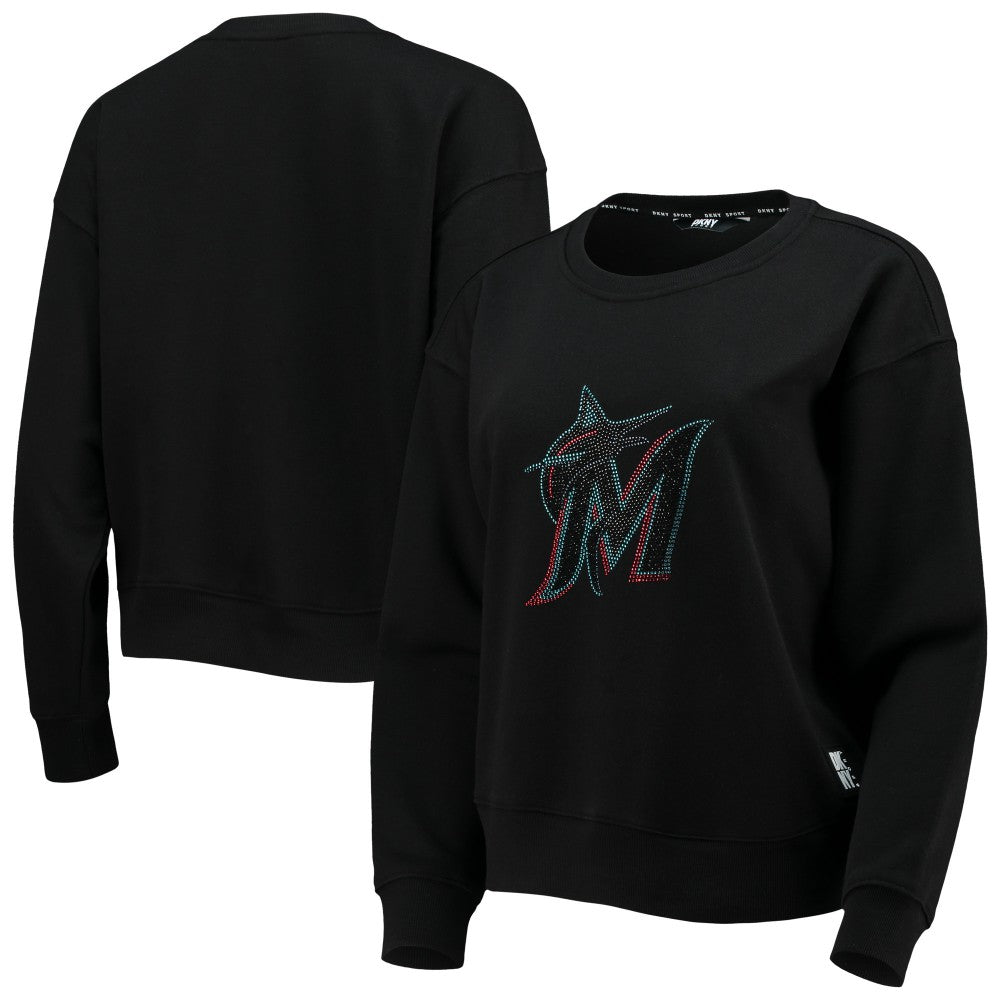 Miami Marlins DKNY Sport Women's Carrie Pullover Sweatshirt - Black