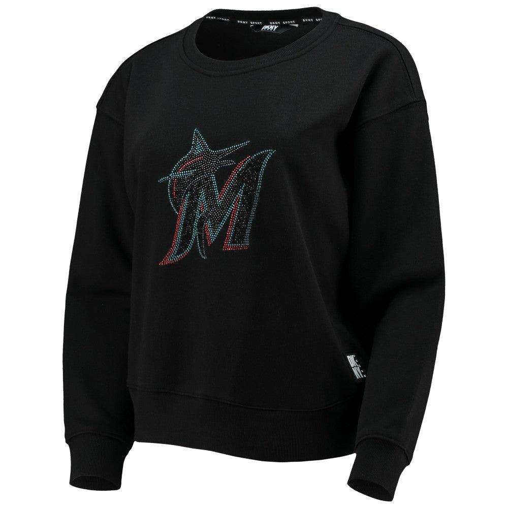 Miami Marlins DKNY Sport Women's Carrie Pullover Sweatshirt - Black