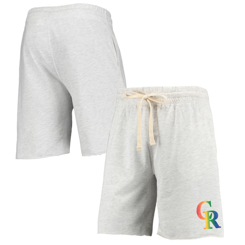 Colorado Rockies Concepts Sport Mainstream Logo Terry Tri-Blend Shorts - Oatmeal