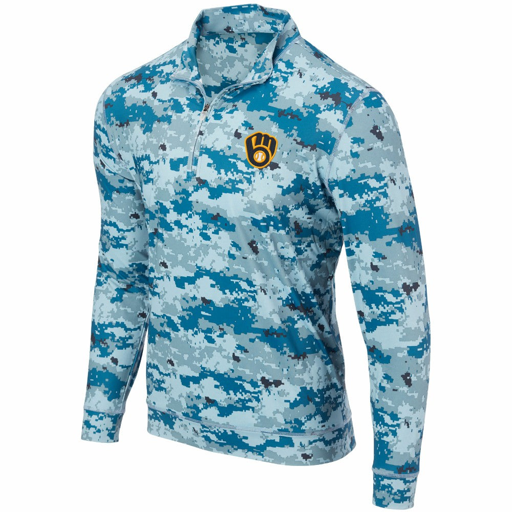 Milwaukee Brewers Digital Camo Performance Quarter-Zip Pullover Jacket - Blue
