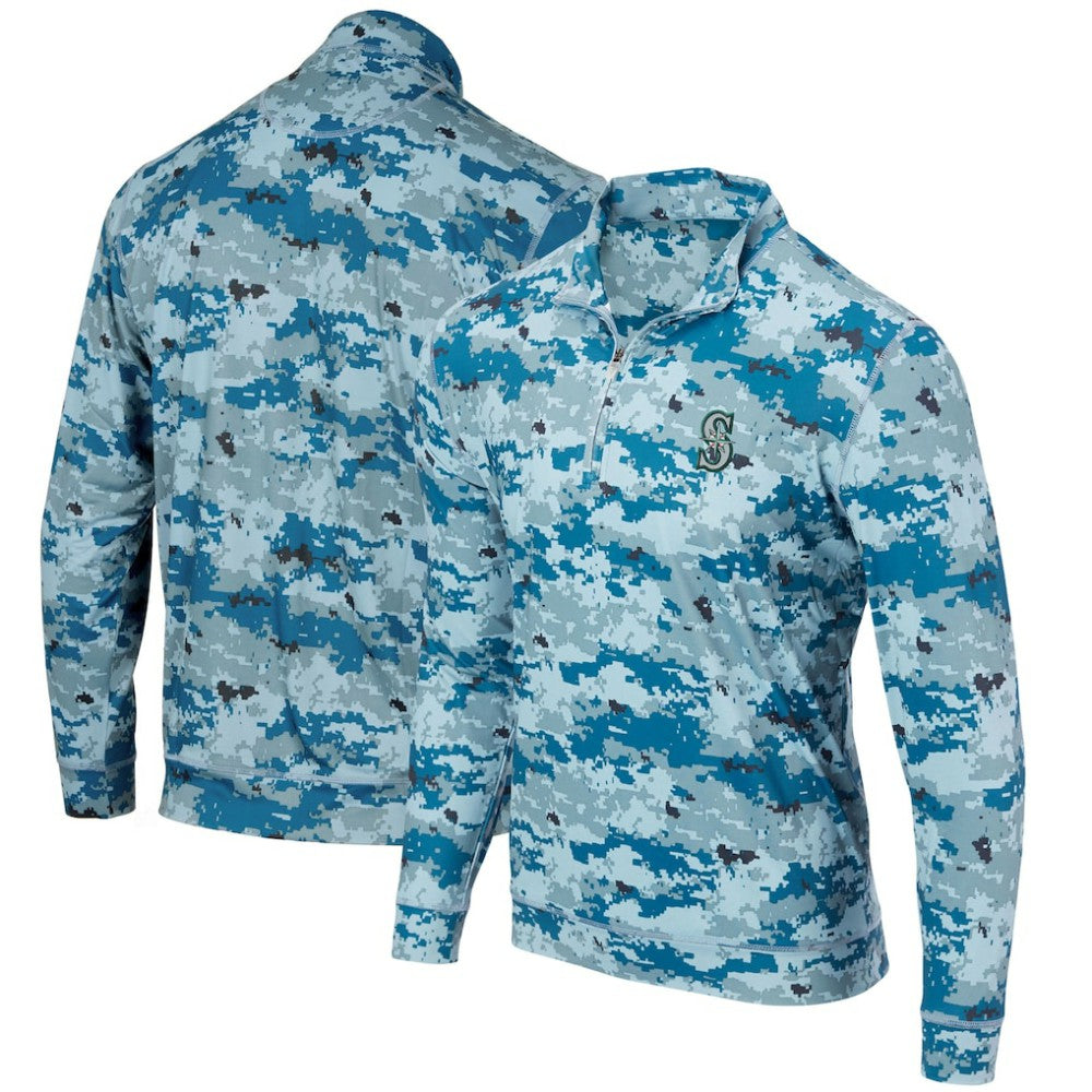 Seattle Mariners Digital Camo Performance Quarter-Zip Pullover Jacket - Blue