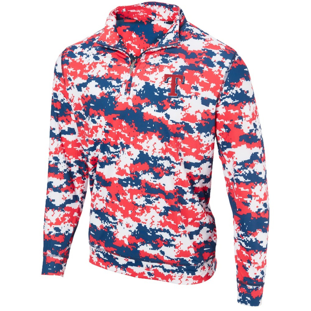 Texas Rangers Digital Camo Performance Quarter-Zip Pullover Jacket - Red