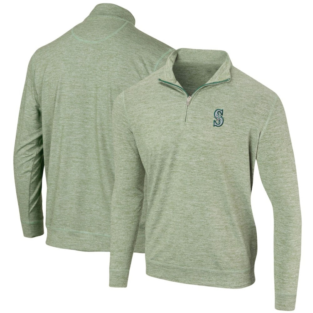 Seattle Mariners Peached Marled Yarn Quarter-Zip Pullover Jacket - Heathered Green