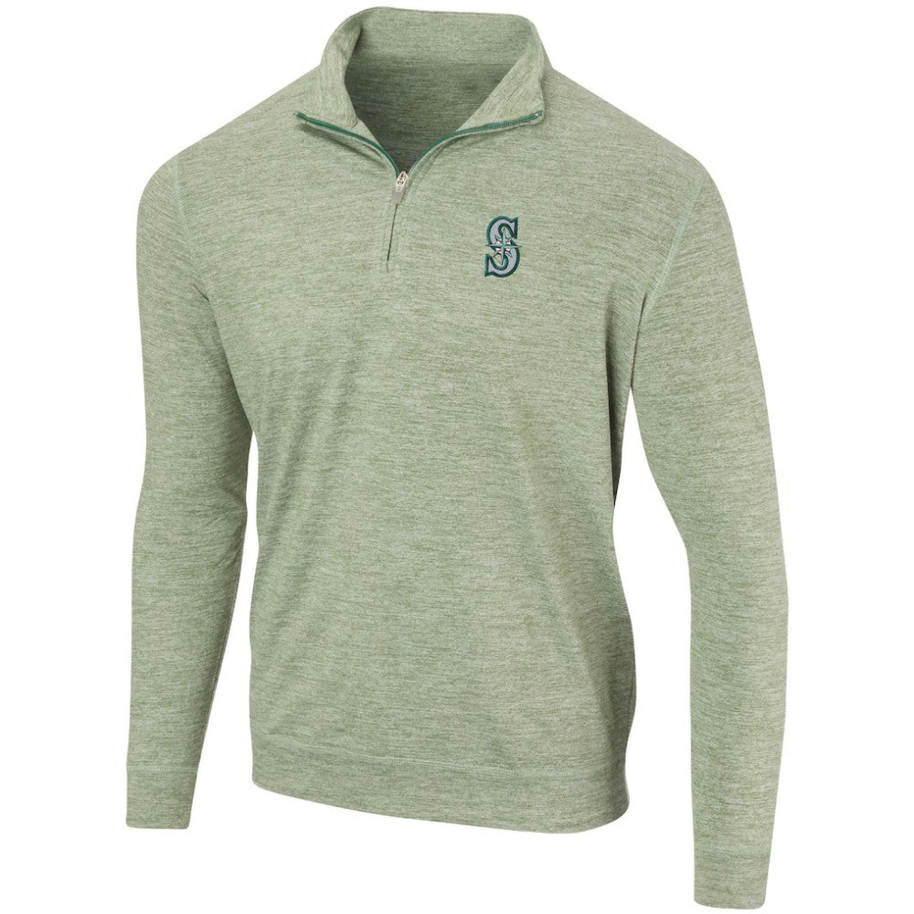 Seattle Mariners Peached Marled Yarn Quarter-Zip Pullover Jacket - Heathered Green