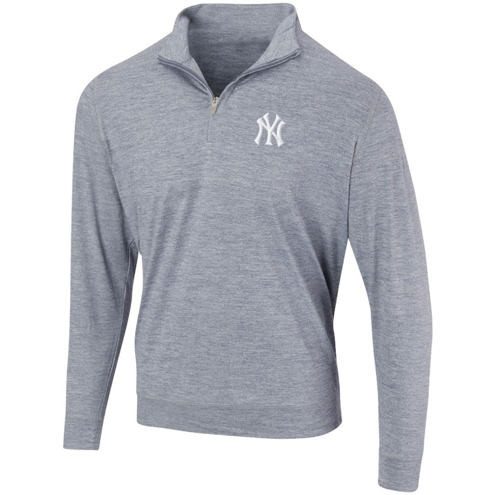 New York Yankees Peached Marled Yarn Quarter-Zip Pullover Jacket - Heathered Navy