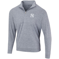 New York Yankees Peached Marled Yarn Quarter-Zip Pullover Jacket - Heathered Navy