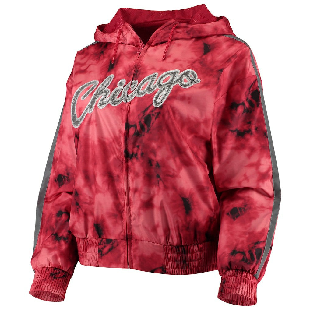 Chicago Bulls Women's Galaxy Sublimated Windbreaker Pullover Full-Zip Hoodie sale - Red | Mitchell & Ness online