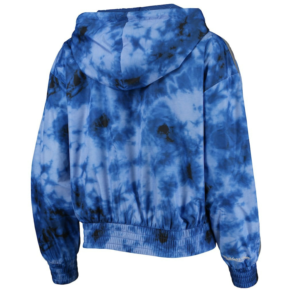Philadelphia 76ers Women's Galaxy Sublimated Windbreaker Pullover Full-Zip Hoodie - Royal | Mitchell & Ness discount