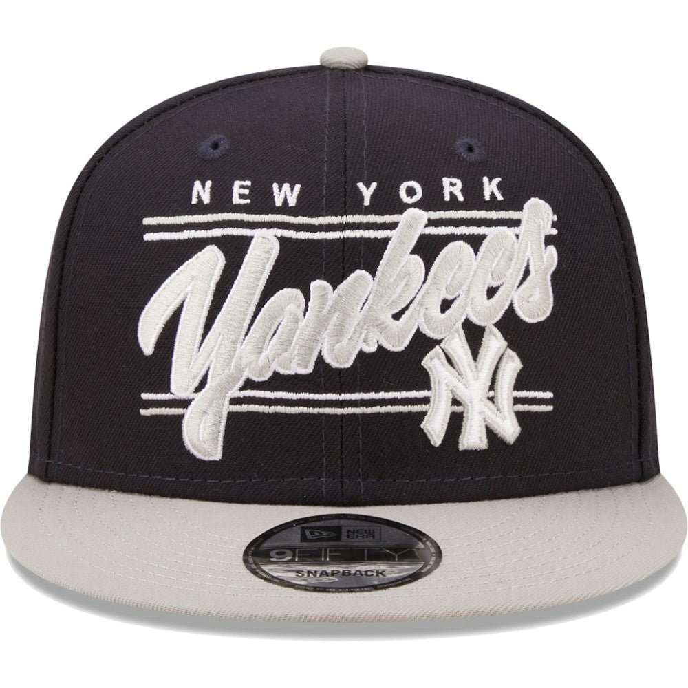 New York Yankees Team Script 9FIFTY Adjustable Snapback Hat - Navy/Gray | New Era
