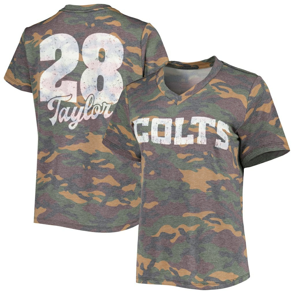 NFL Indianapolis Colts Jonathan Taylor  Majestic Threads Women's Name & Number V-Neck Tri-Blend T-Shirt