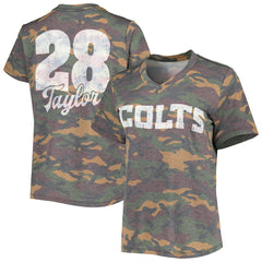 NFL Indianapolis Colts Jonathan Taylor  Majestic Threads Women's Name & Number V-Neck Tri-Blend T-Shirt