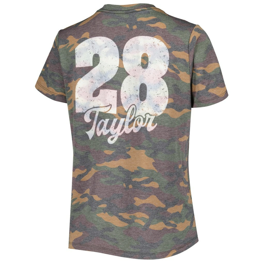 NFL Indianapolis Colts Jonathan Taylor  Majestic Threads Women's Name & Number V-Neck Tri-Blend T-Shirt